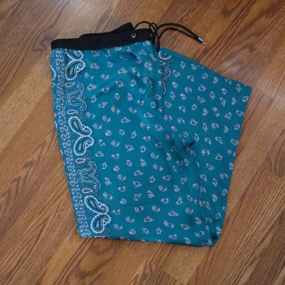 MICHAEL Michael Kors Teal and Black Paisley Pajama Pants